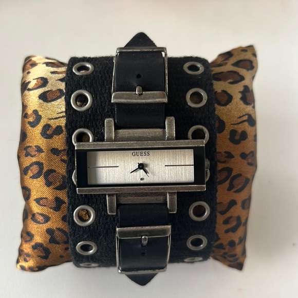 Guess Accessories - Guess Vintage Black Cuff Watch bracelet,buckles shut, rivets &decorative buckles